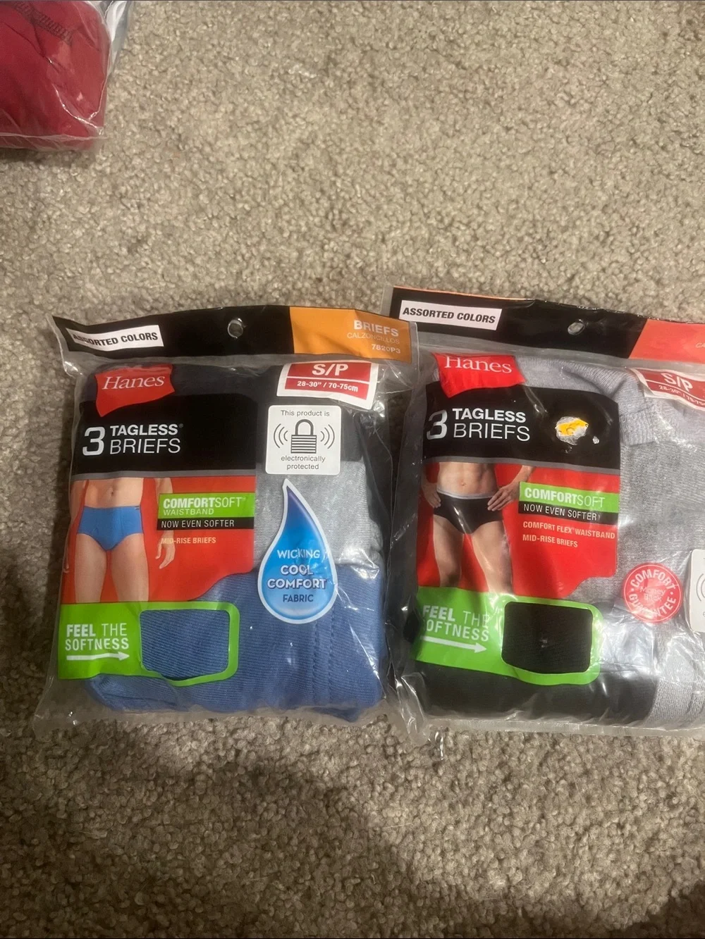 Hanes 3-Pack Tagless Briefs in Blue, Black, Gray